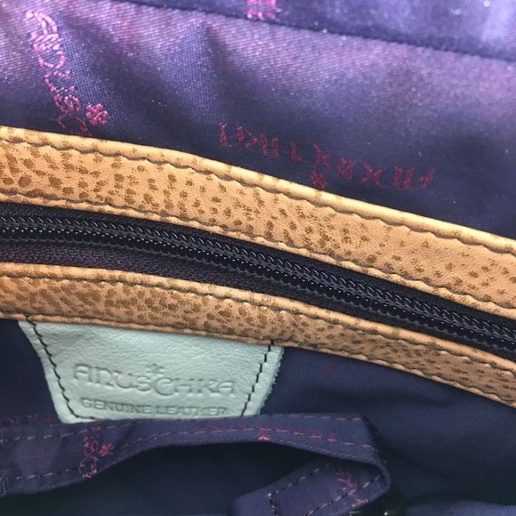 Anuschka NEVER USED Handpaint Leather Small Cross Body Bag Bird Blue - Picture 8 of 16